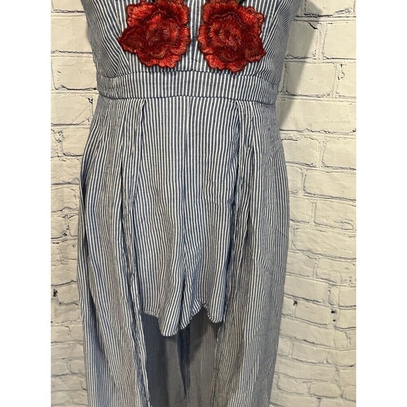 Crystal Doll blue and white stripe with patchwork roses zipper Back juniors 5 - Picture 4 of 9